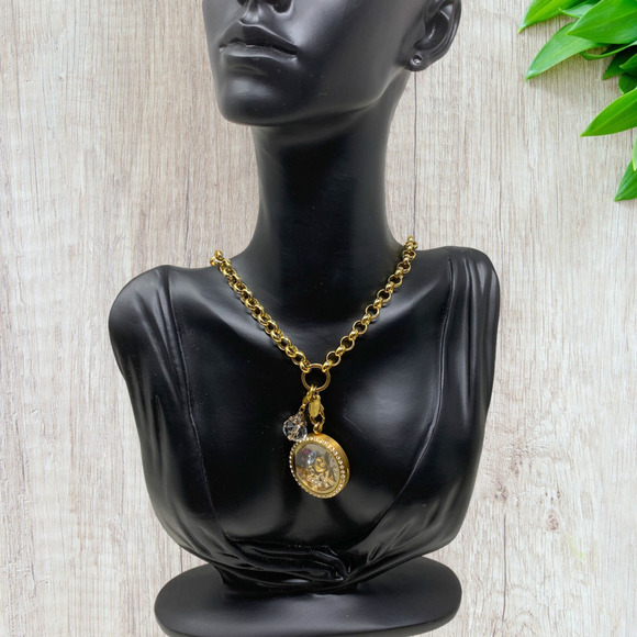 Origami Owl Gold Tone Swarovski Crystal Locket "Blessed" Necklace Charm Mom Love - Picture 7 of 9